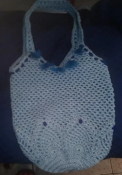 Borsa rete moda in cotone lavorata a uncinetto