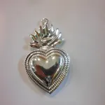 cuore in metallo argento decorazione cm 6