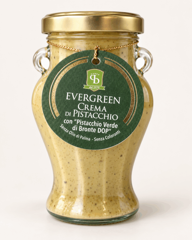 Crema di pistacchio con pistacchio verde di Bronte D.O.P. vaso a anfora