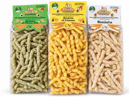 Tris di busiate siciliane artigianali In Pasta classica al limone e al pistacchio 3 x 250 g
